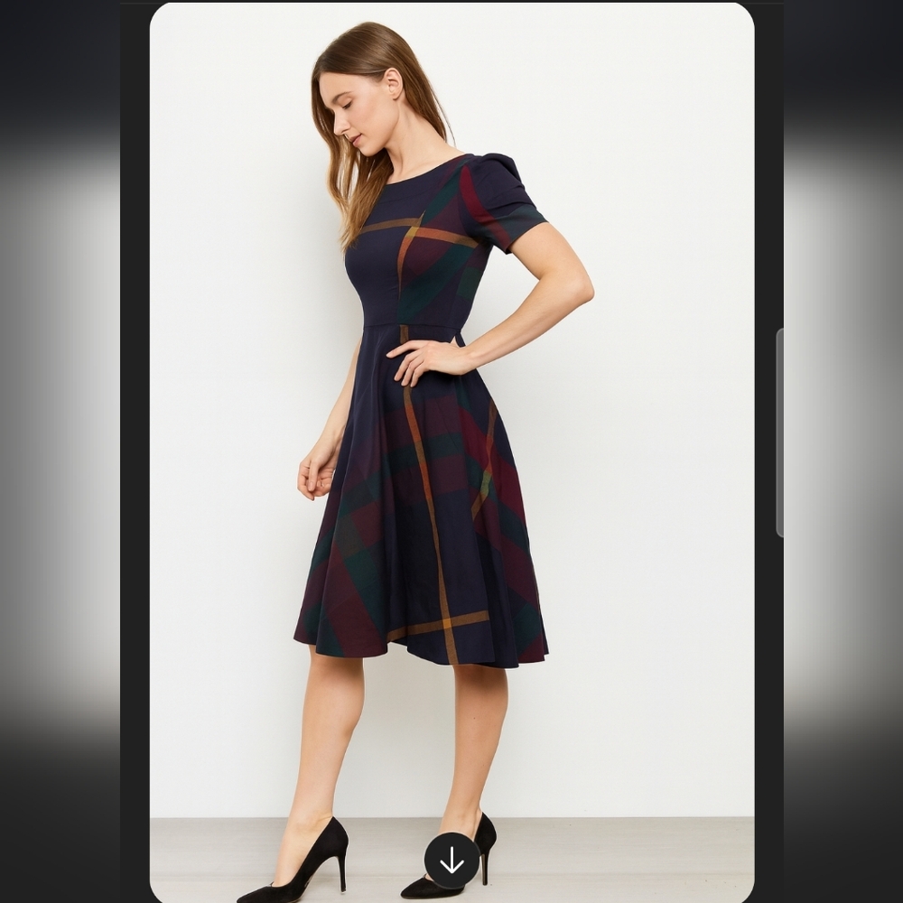 Modcloth Plaid Round Collar Fit And Flare Dress
